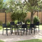 vidaXL 7-delige tuinset zwart poly rattan, Tuin en Terras, Tuinstoelen, Verzenden, Nieuw