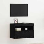 vidaXL TV Wandkast met LED-verlichting Zwart Eiken 60x30x40, Verzenden, Nieuw