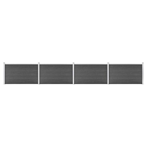 vidaXL Schuttingpanelenset 699x105 cm HKC zwart, Tuin en Terras, Tuinhekken en Hekwerk, Nieuw, Verzenden