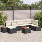 vidaXL Tuinbank Set met kussen 8 pcs Zwart Poly rattan, Tuin en Terras, Verzenden, Nieuw