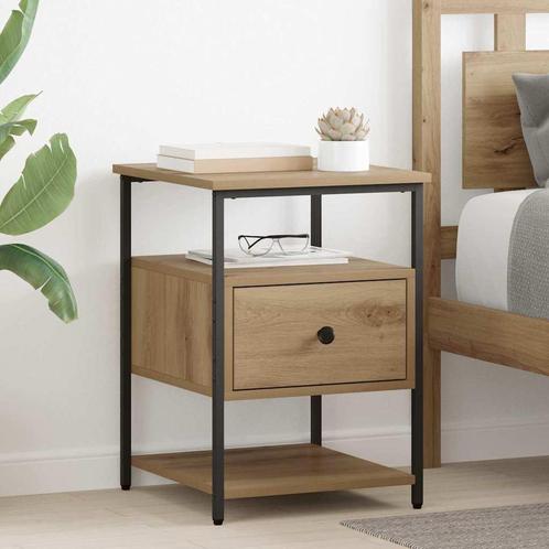 vidaXL Nachtkastje met lade artisanaal eikenkleurig 40 x 42, Huis en Inrichting, Slaapkamer | Nachtkastjes, Nieuw, Verzenden