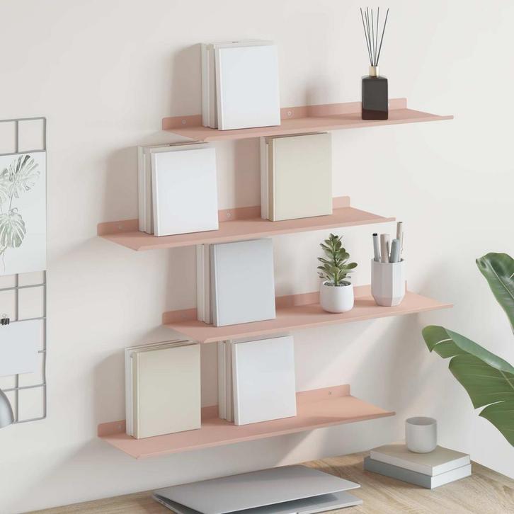 vidaXL Zwevende plank Wandgemonteerd 4 pcs Roze 60 x 18 x, Huis en Inrichting, Kasten | Wandmeubels, Nieuw, Verzenden