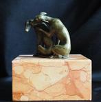 sculptuur, Pair of greyhounds - dogs - 12 cm - Brons, Marmer, Antiek en Kunst