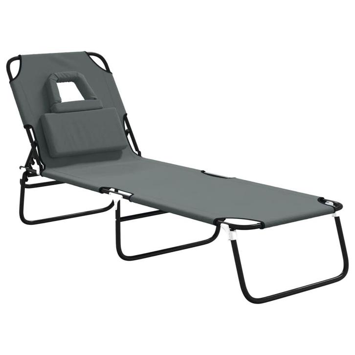 Ligbed Oxford Stof Grijs - OP = OP! Topdeal voor Tuin, Tuin en Terras, Ligbedden, Nieuw, Overige materialen, Verzenden