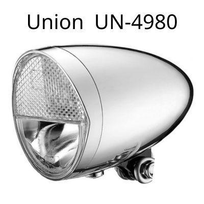 Union koplamp chroom UN-4980, Fietsen en Brommers, Fietsaccessoires | Fietsverlichting, Nieuw, Verzenden