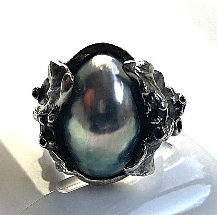 Sans prix de réserve - Bague Argent Perle - perle Mabe, Handtassen en Accessoires, Ringen