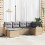 vidaXL Tuinbank Set met kussen 6 pcs Beige Poly rattan, Verzenden, Nieuw