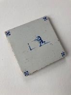 Tegel - Antieke Delfts blauwe tegel met een boogschutter,