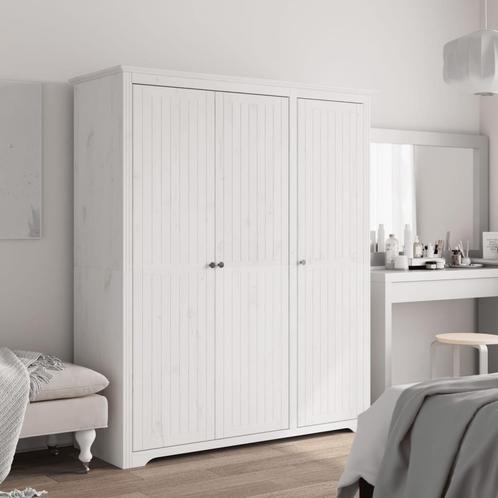 vidaXL Garde-robe BODO blanc 146x53,5x173 cm bois massif, Maison & Meubles, Armoires | Penderies & Garde-robes, Neuf, Envoi