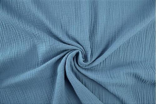 10 meter double gauze stof - Staalblauw - 100% katoen, Hobby en Vrije tijd, Stoffen en Lappen, 120 cm of meer, 200 cm of meer