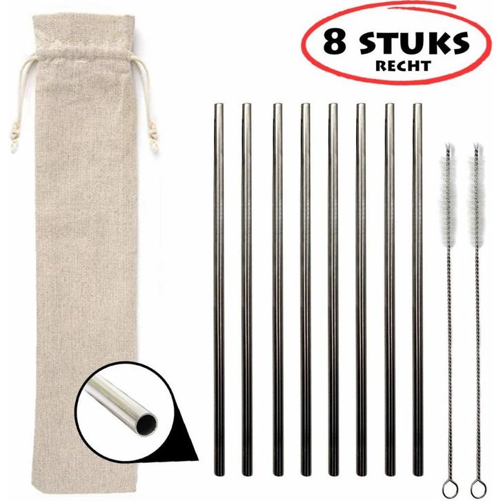 Fako Bijoux - RVS rietjes Set - Herbruikbaar - Herbruikbaar, Huis en Inrichting, Keuken | Bestek, Verzenden