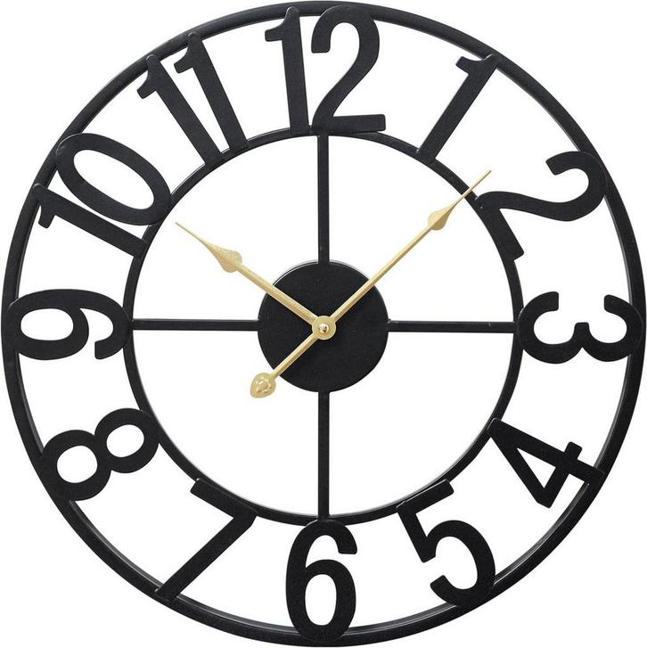 Tyme Wandklok Industrieel - 60cm Klok Modern - Analoog -, Huis en Inrichting, Woonaccessoires | Klokken, Zo goed als nieuw, Verzenden