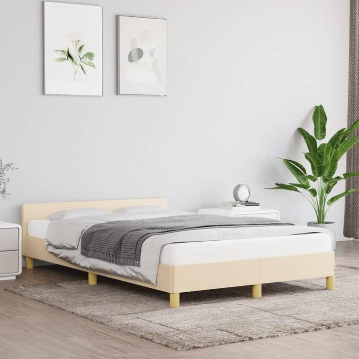 Creme Bedframe 120x190 | Tweede Kansje, OP = OP!, Huis en Inrichting, Slaapkamer | Bedden, 120 cm, 190 cm of minder, Nieuw, Overige materialen