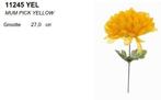 Dahlia Mum Pick Geel Zijdenbloem per stuk, Nieuw