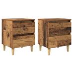 vidaXL Bedkasten met lade 2 pcs Oud Hout 40 x 35 x 50 cm, Verzenden, Nieuw