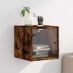vidaXL Nachtkastje met glazen deur 35x37x35 cm gerookt, Huis en Inrichting, Slaapkamer | Nachtkastjes, Verzenden, Nieuw