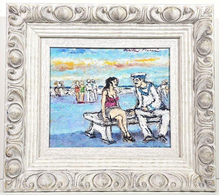Walter Piacesi (1929-2022) - Donnine e Marinai, Antiek en Kunst, Kunst | Schilderijen | Modern