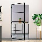 vidaXL Binnendeur 102x201,5 cm gehard glas en aluminium smal, Doe-het-zelf en Bouw, Deuren en Vliegenramen, Verzenden, Nieuw