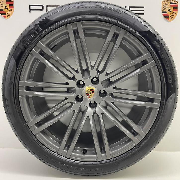 Porsche Macan Originele 21 Inch Turbo III Platinium + banden, Auto-onderdelen, Banden en Velgen, 21 inch, 295 mm, Personenwagen
