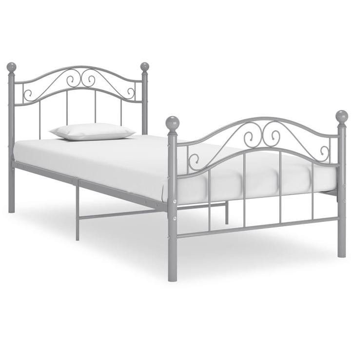 vidaXL Bedframe metaal grijs 100x200 cm, Huis en Inrichting, Slaapkamer | Bedden, Nieuw, Verzenden