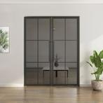 Dubbele stalen taatsdeur - 6 Vlaks  - Rook glas, Doe-het-zelf en Bouw, Deuren en Vliegenramen, Minder dan 80 cm, Overige typen