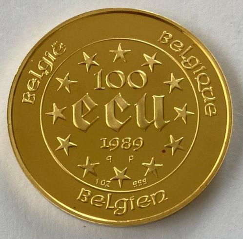 België. 100 Ecu 1989 Maria-Theresia, 1 Oz .999 Gold, Postzegels en Munten, Munten | Nederland