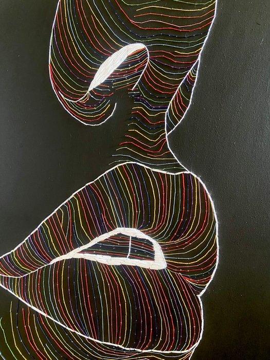 Airiau léa - Borduurwerk - 80 cm - 100 cm - Vibraties, Antiek en Kunst, Kunst | Designobjecten