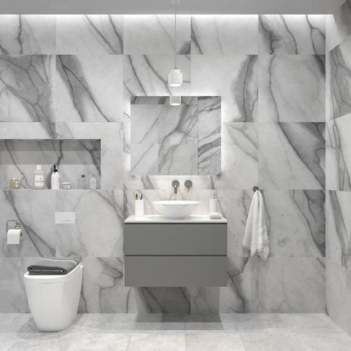 Badkamermeubelset Gliss Zeus 90 cm Beton Grijs Met Waskom, Doe-het-zelf en Bouw, Sanitair, Bad, Nieuw, Ophalen of Verzenden