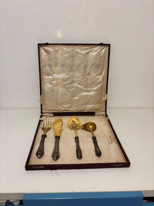 Dessertservies (4) - alpaca - dessertbestekset, Antiek en Kunst, Curiosa en Brocante