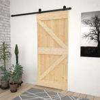 vidaXL Schuifdeur met beslag 100x210 cm massief grenenhout, Doe-het-zelf en Bouw, Verzenden, Nieuw