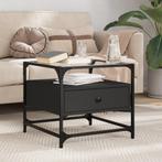 vidaXL Salontafel met zwart glazen blad 50x50x45 cm staal, Verzenden, Nieuw