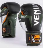 Venum Elite (Kick)bokshandschoenen Zwart Zilver Kaki, Sport en Fitness, Boksen, Verzenden, Nieuw, Bokshandschoenen