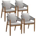 tectake Tuinstoel Manacor, ropedesign - greige, Set van 4, Tuin en Terras, Verzenden, Nieuw