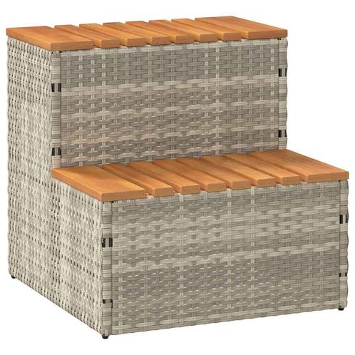 vidaXL Hottub-opstap 50x50x50,5 cm poly rattan&massief, Tuin en Terras, Zwembaden, Nieuw, Verzenden