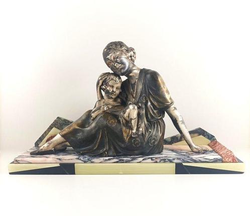 Sculpture, Matka i dziecko - 26 cm - En alliage, Marbre -, Antiquités & Art, Art | Objets design