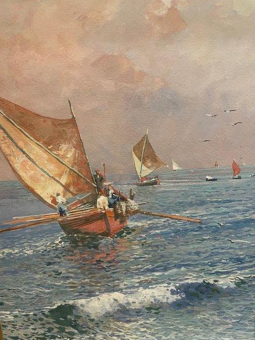 Attilio Pratella (1856-1949) - Ritorno dall pesca, Antiek en Kunst, Kunst | Schilderijen | Klassiek