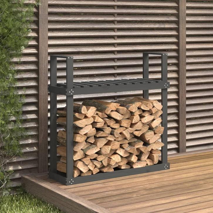 vidaXL Haardhoutrek 110x35x108,5 cm massief grenenhout grijs, Tuin en Terras, Overige Tuin en Terras, Nieuw, Verzenden