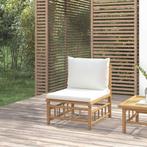 vidaXL Tuinmiddenbank met kussens bamboe crèmewit, Tuin en Terras, Verzenden, Nieuw