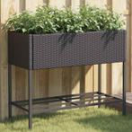 vidaXL Plantenbakken met schap 2 st 90x40x75 poly rattan, Tuin en Terras, Verzenden, Nieuw