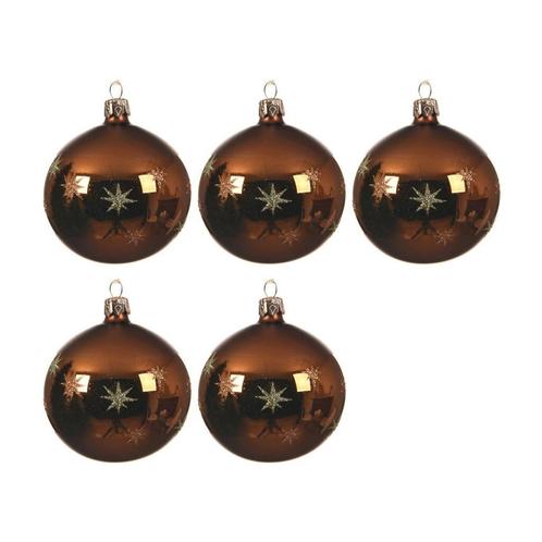 Decoris kerstballen (Ø8 cm) (set van 5) Roestbruin (Overige, Huis en Inrichting, Woonaccessoires | Overige, Nieuw, Verzenden