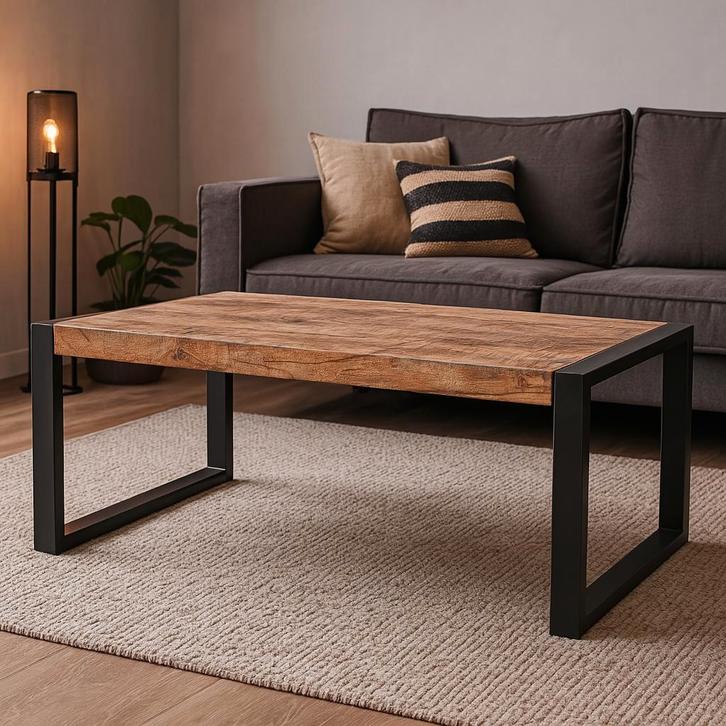 Salontafel Mangohout Britt 110 cm, Huis en Inrichting, Tafels | Salontafels, 50 tot 100 cm, 100 tot 150 cm, Overige vormen, Nieuw