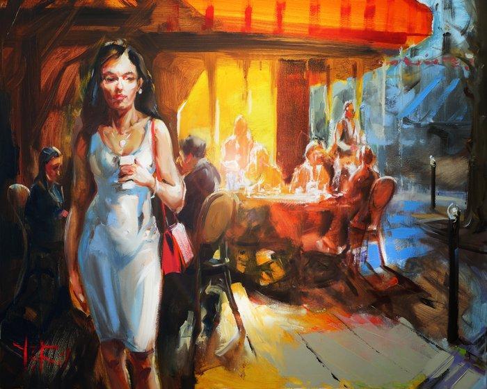 Jurij Frey - Café, Paris (Collection 2025), Antiek en Kunst, Kunst | Schilderijen | Modern