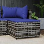 vidaXL Voetensteun met kussen poly rattan grijs, Tuin en Terras, Verzenden, Nieuw
