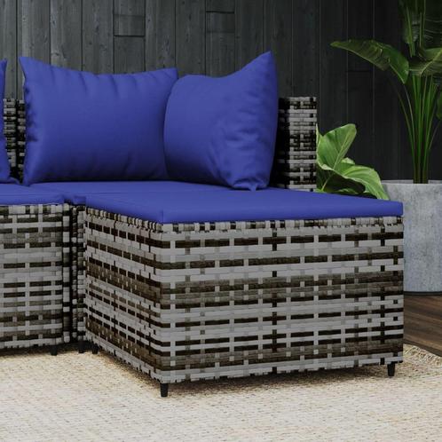 vidaXL Voetensteun met kussen poly rattan grijs, Tuin en Terras, Tuinsets en Loungesets, Nieuw, Verzenden
