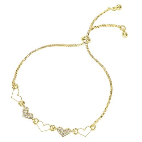 Fako Bijoux® - Dames Armband Hartjes Goud Strass -, Handtassen en Accessoires, Armbanden, Verzenden
