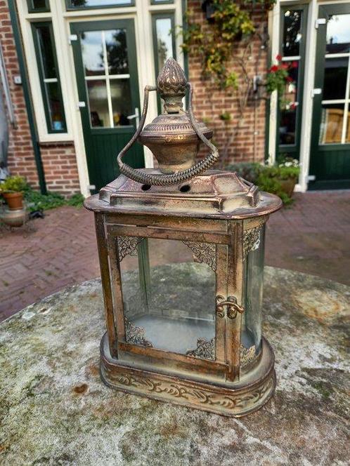 Lantaarn - CANDLE LANTERN - 34 cm - Glas, Metaal, Antiek en Kunst, Kunst | Designobjecten
