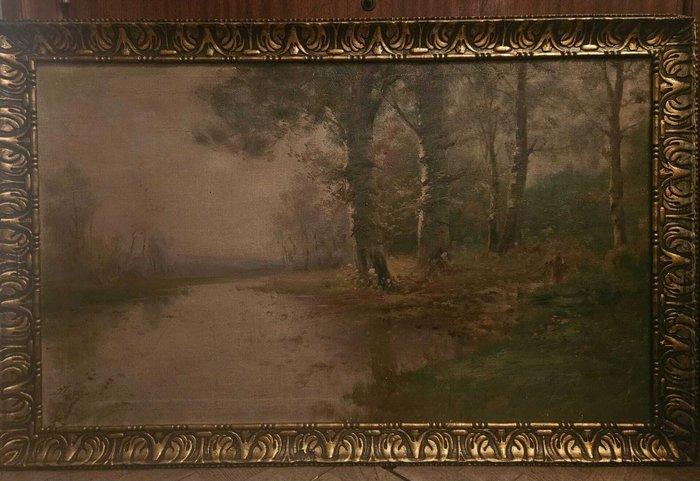 Escuela Barbizon (XIX-XX) - Reflejos en el lago - NO RESERVE, Antiek en Kunst, Kunst | Schilderijen | Klassiek
