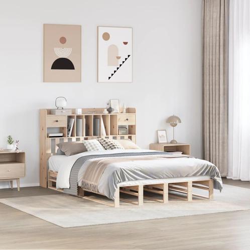 vidaXL Bed met boekenkast zonder matras massief grenenhout, Huis en Inrichting, Slaapkamer | Bedden, Nieuw, Verzenden