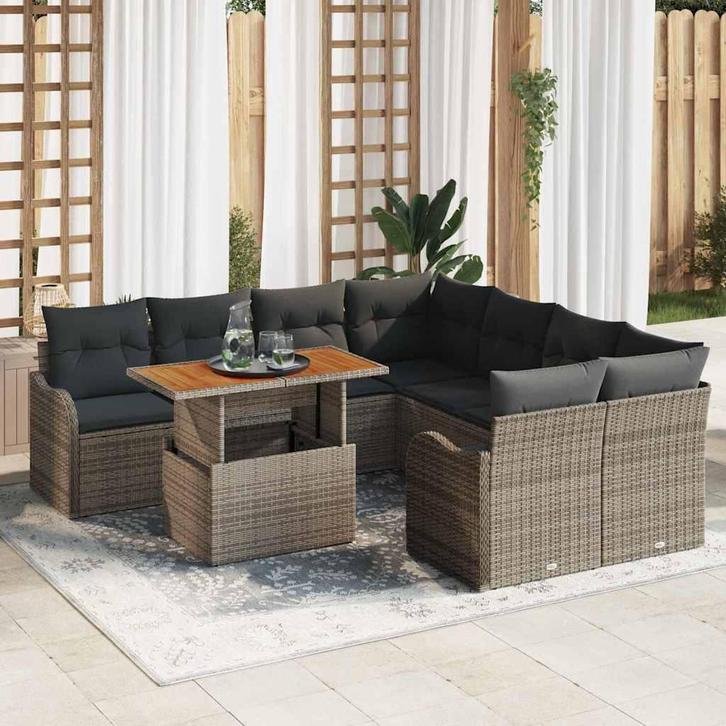 vidaXL Tuinbank Set met kussen 7 pcs Grijs, Tuin en Terras, Tuinsets en Loungesets, Nieuw, Verzenden