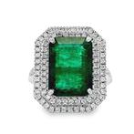 Ring Platina - 6.03ct. tw. Smaragd - Diamant, Handtassen en Accessoires, Ringen, Nieuw